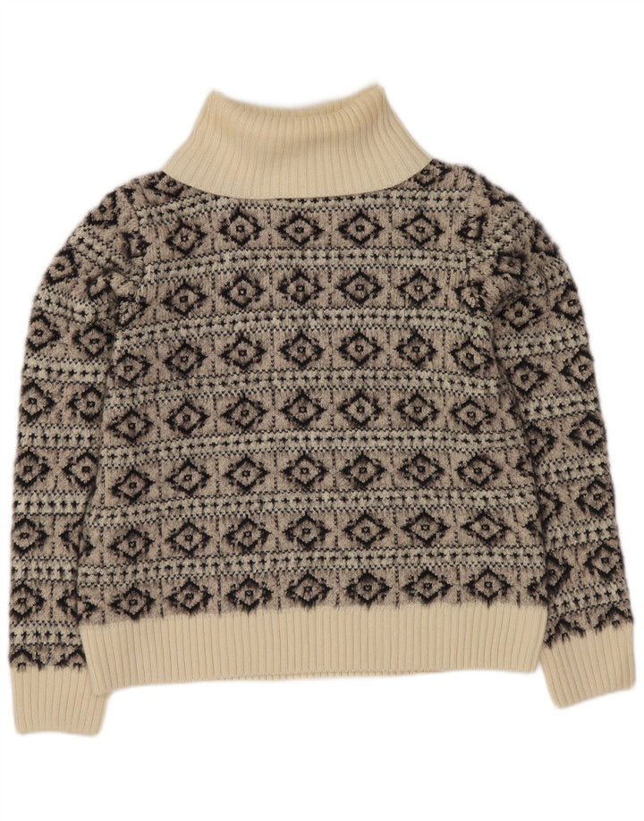 FAT FACE Maglione maglione a collo alto da donna UK 12 Grigio medio Fair Isle