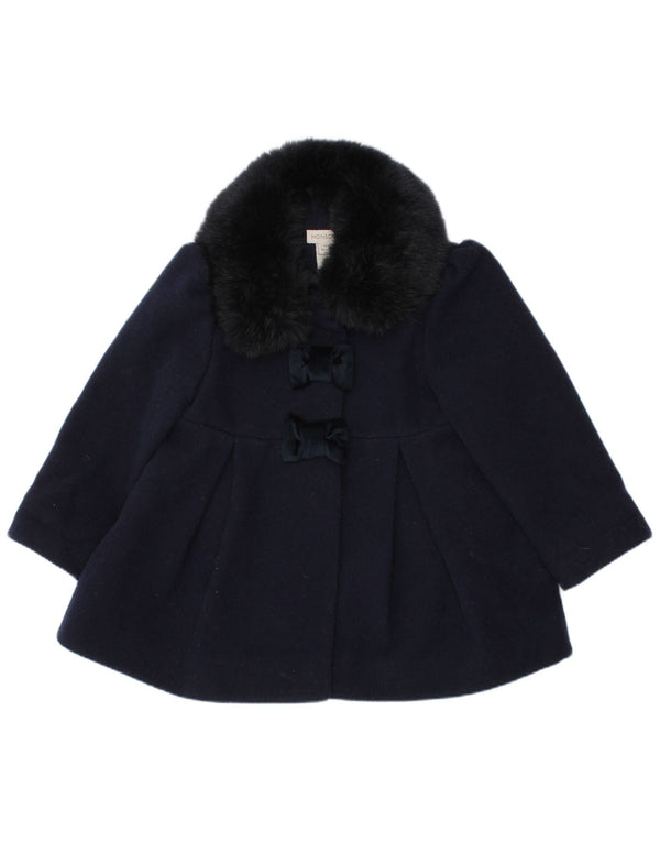 MONSOON Baby Girls Overcoat 12-18 Months Navy Blue Polyester