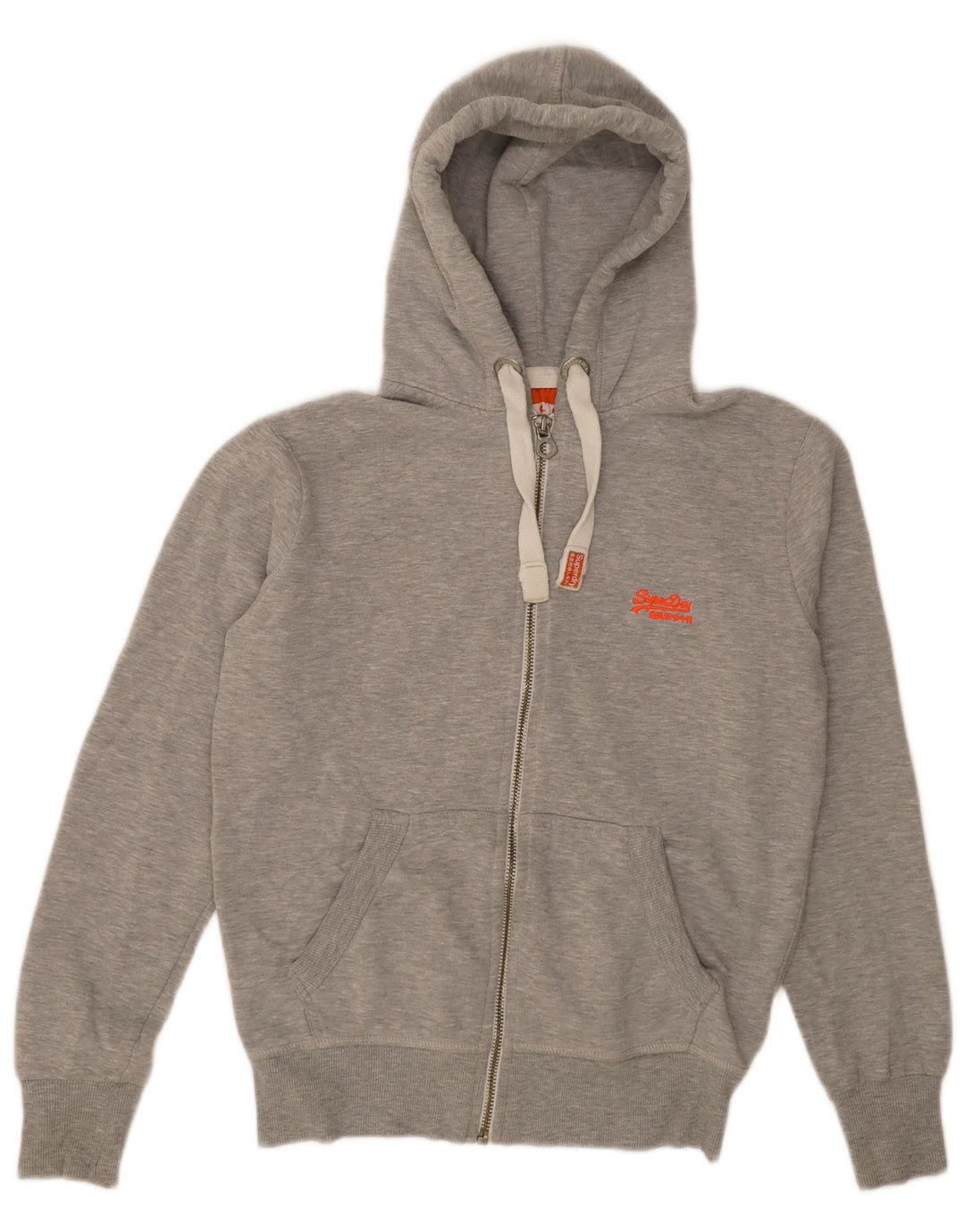 Maglione con cappuccio e zip da uomo Superdry in cotone screziato grigio medio
