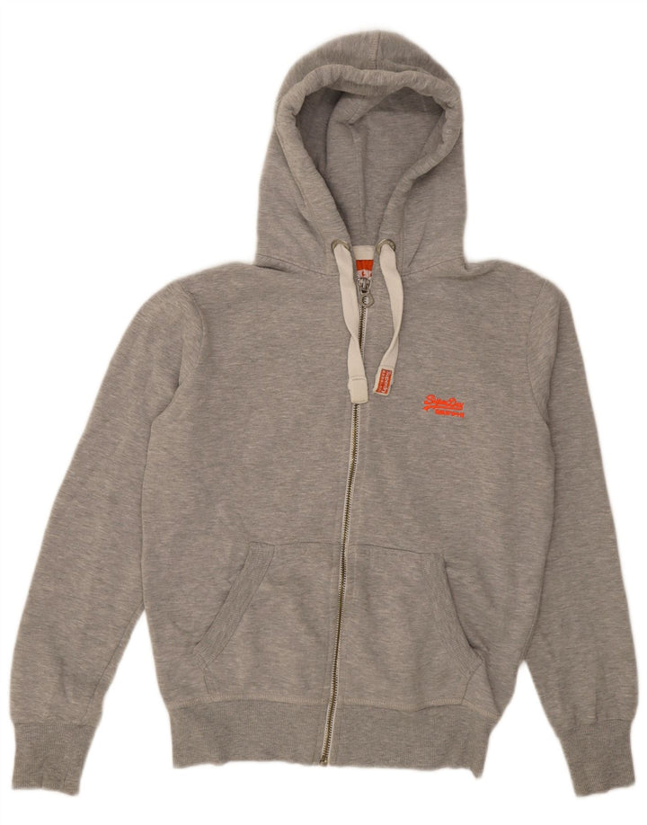 Maglione con cappuccio e zip da uomo Superdry in cotone screziato grigio medio