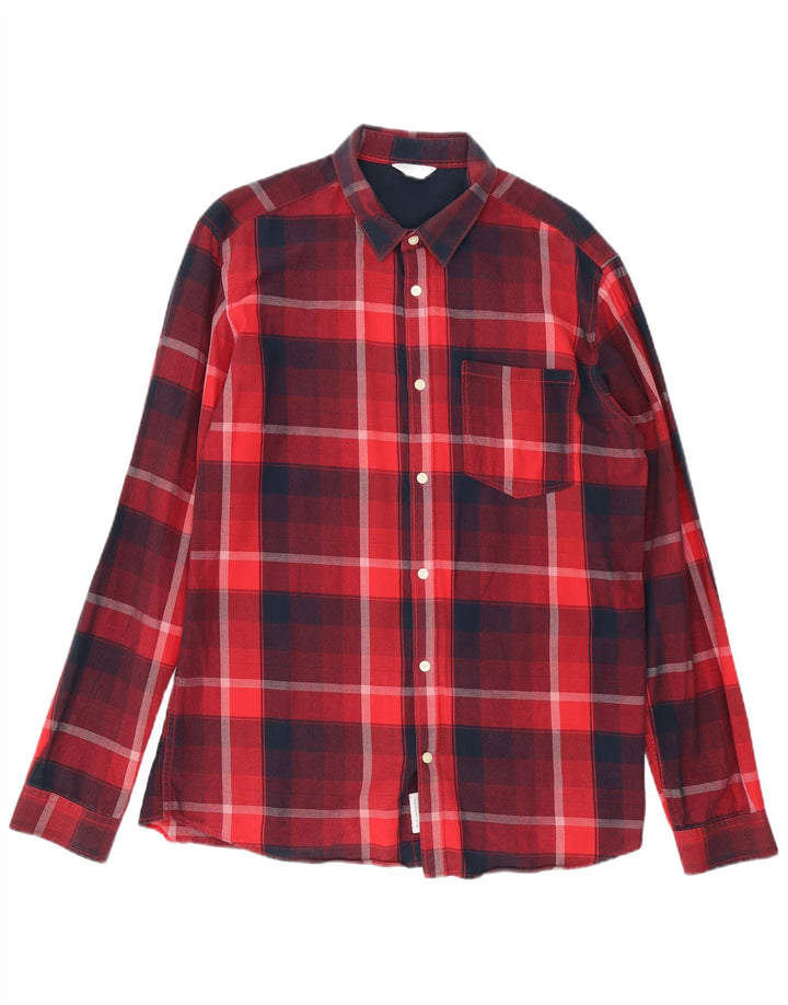 Jack & Jones Camicia da uomo in flanella Core XL in cotone scozzese rosso