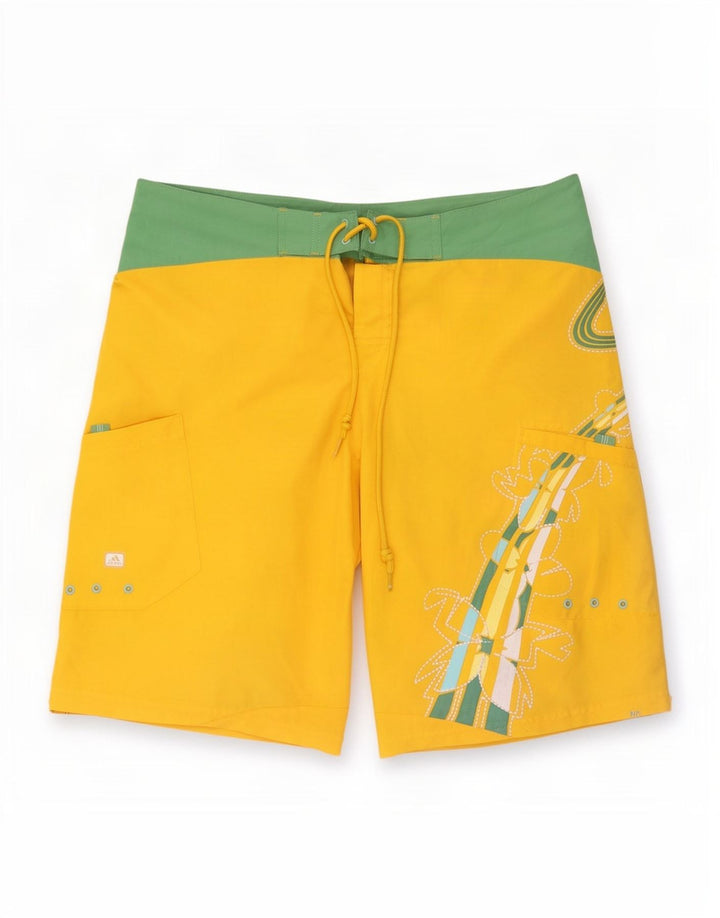 Pantaloncini da bagno grafici da uomo Adidas in poliestere color block giallo medio