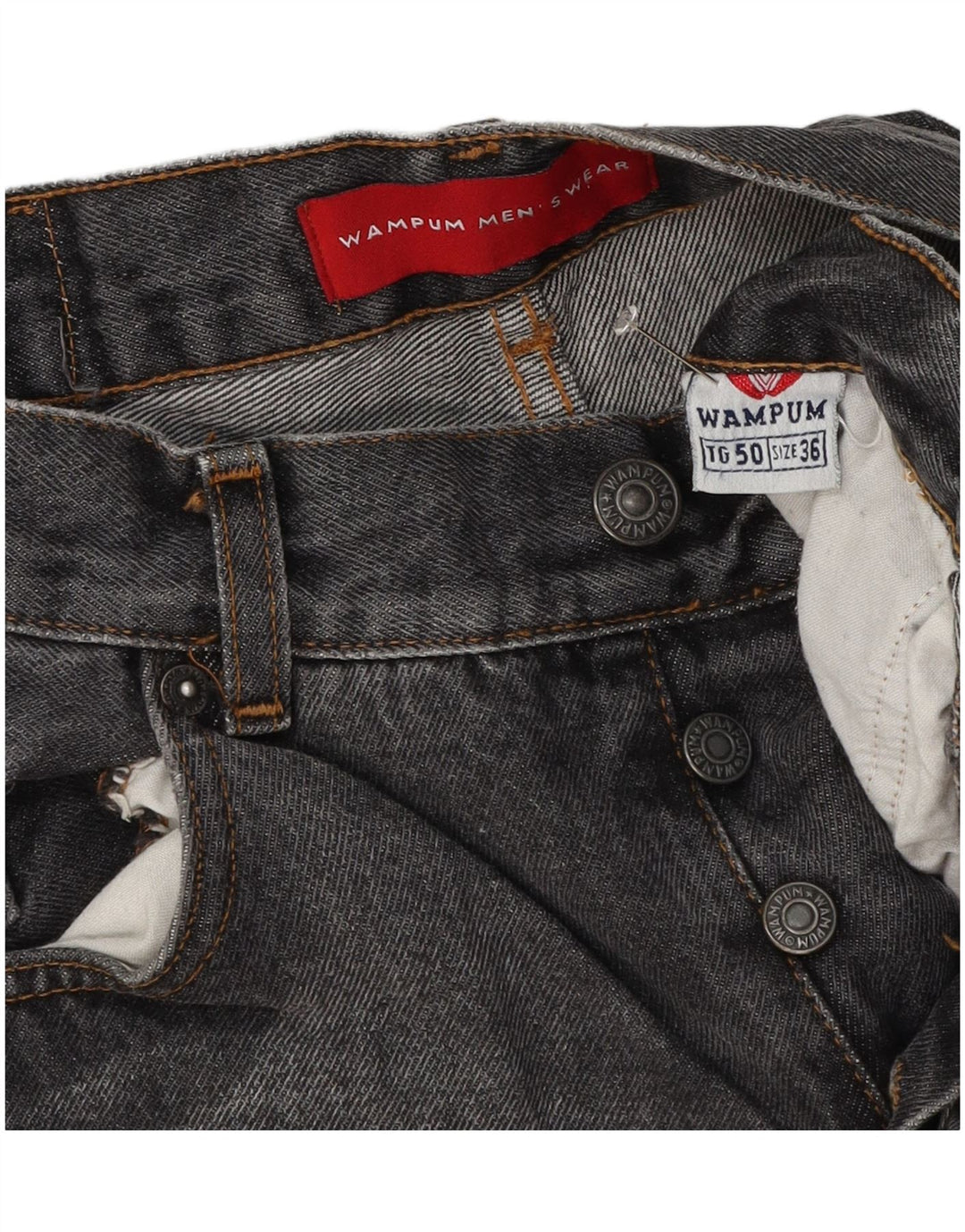 Jeans dritti da uomo Wampum W36 L33 cotone grigio