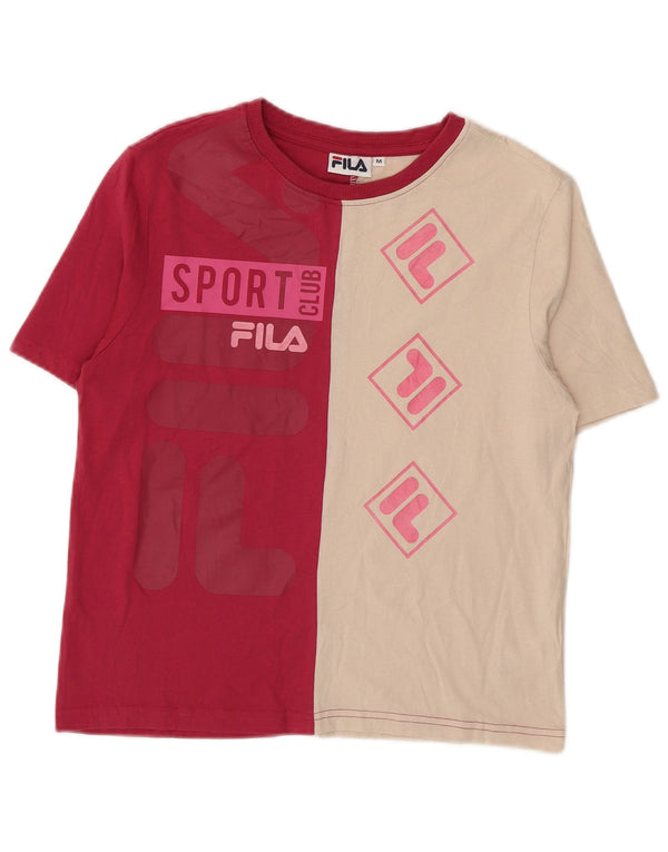Maglietta grafica da donna Fila Top UK 12 Cotone color block rosa medio