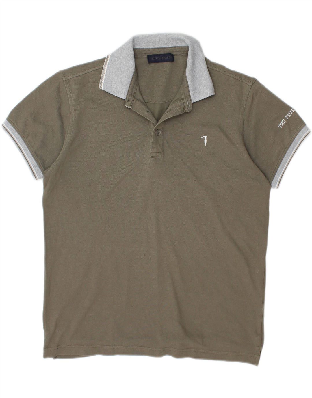 TRUSSARDI Mens Polo Shirt Large Khaki Vintage Trussardi and Second-Hand Trussardi from Messina Hembry 