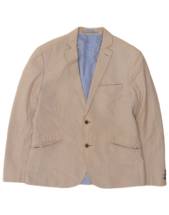 Giacca blazer a 2 bottoni da uomo Marks & Spencer EU 50 grande gessato beige
