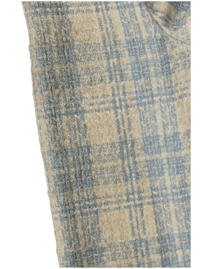 Giacca blazer vintage da donna a 3 bottoni IT 42 cotone a quadri blu medio