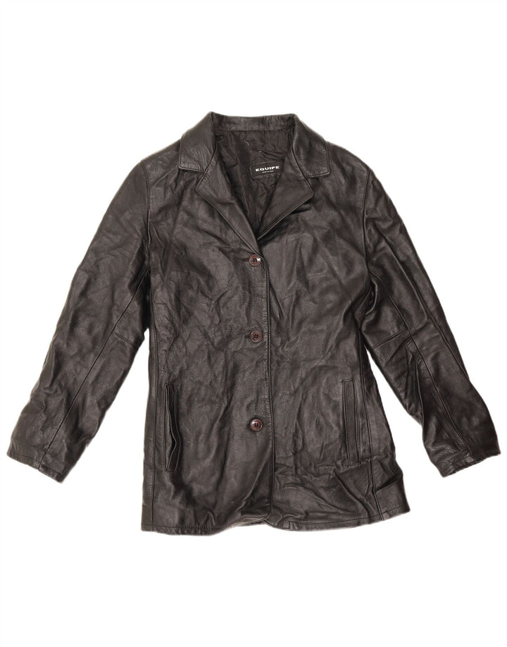 Giacca Blazer in Pelle da Donna a 3 Bottoni Equipe IT 44 Media Pelle Nera