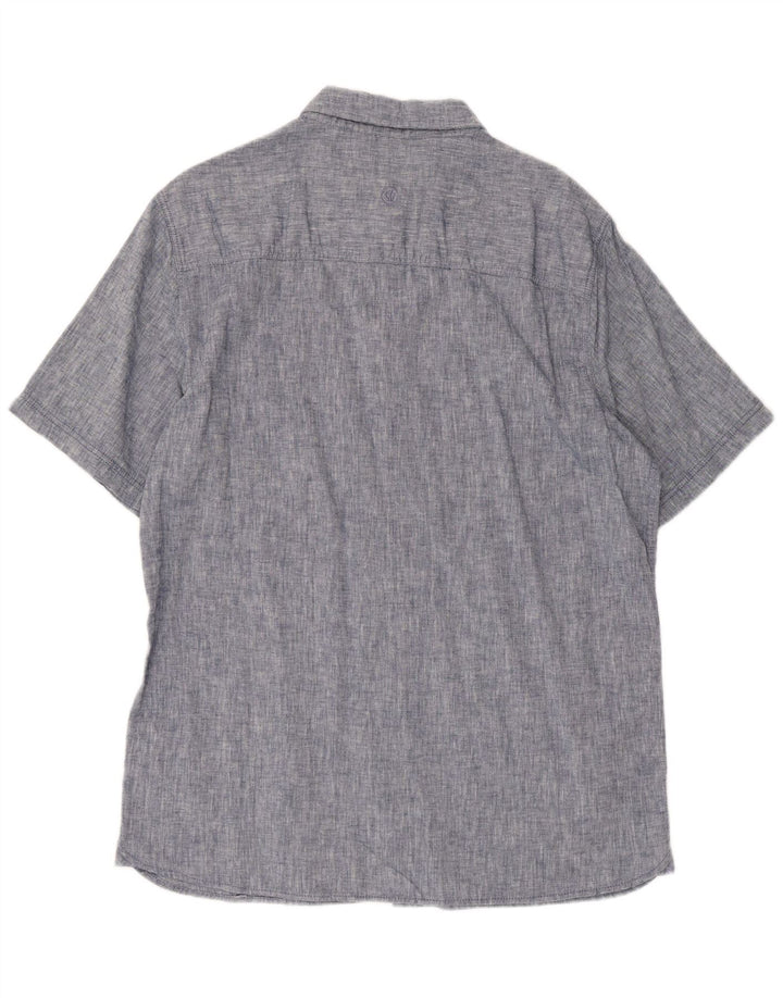 Camicia da uomo a maniche corte dal taglio classico Fat Face in lino blu medio