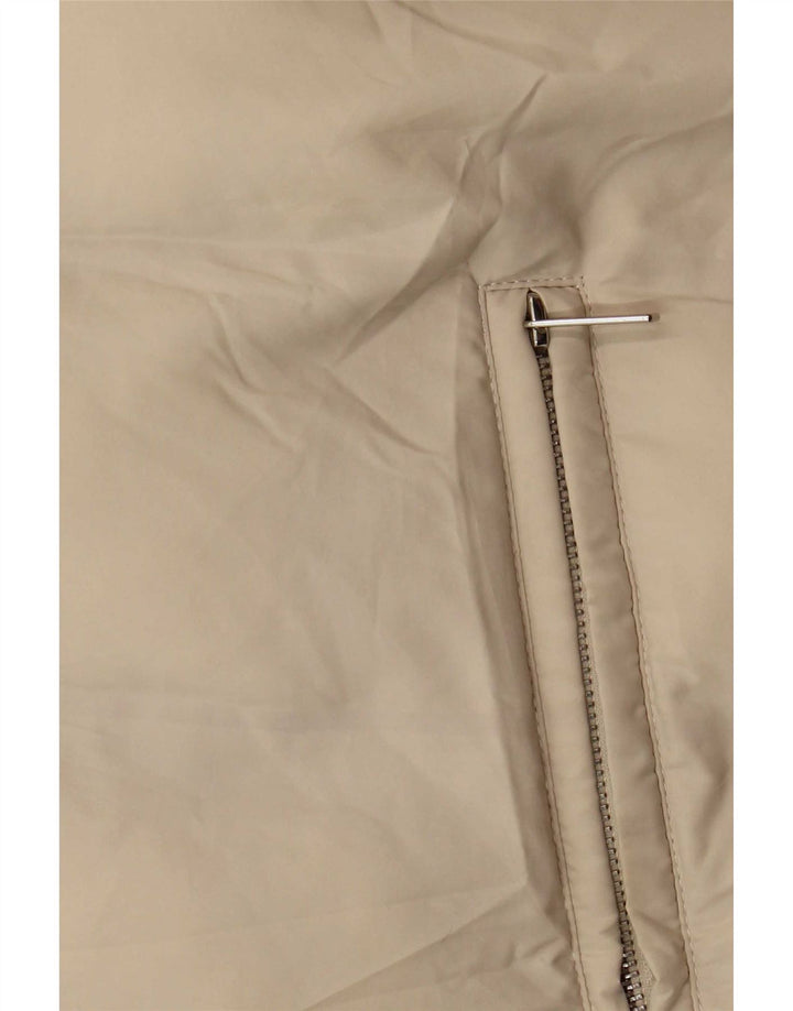 Gilet imbottito con cappuccio lungo da donna Zara UK 14 Poliestere beige medio