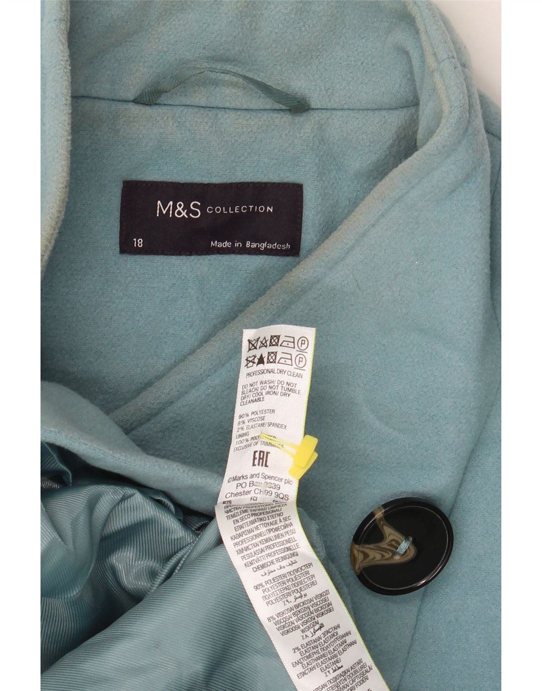 Cappotto da donna Marks & Spencer vestibilità ampia UK 18 XL poliestere blu