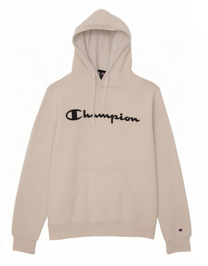 Maglione con cappuccio grafico da uomo Champion piccolo in cotone bianco
