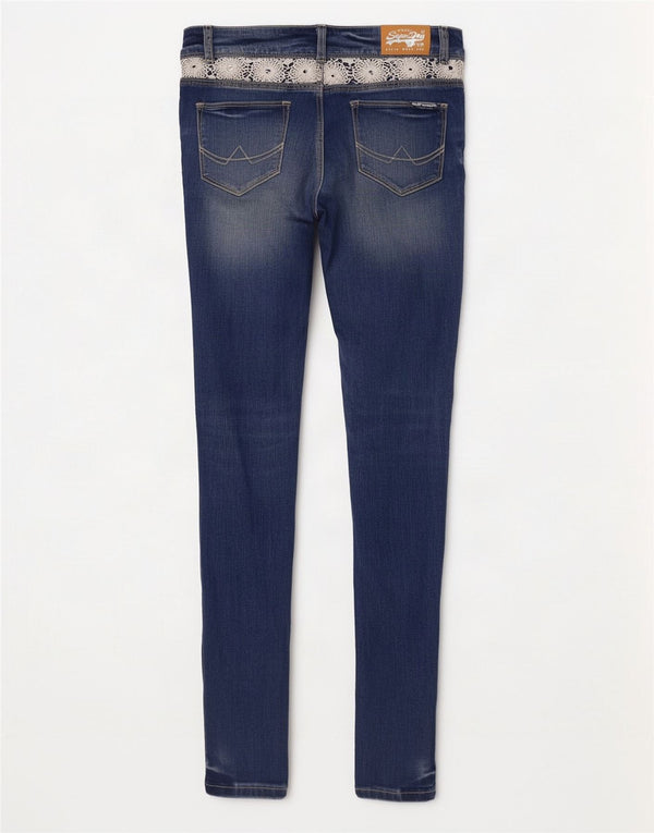 Jeans super skinny da donna Superdry W28 L32 cotone floreale blu