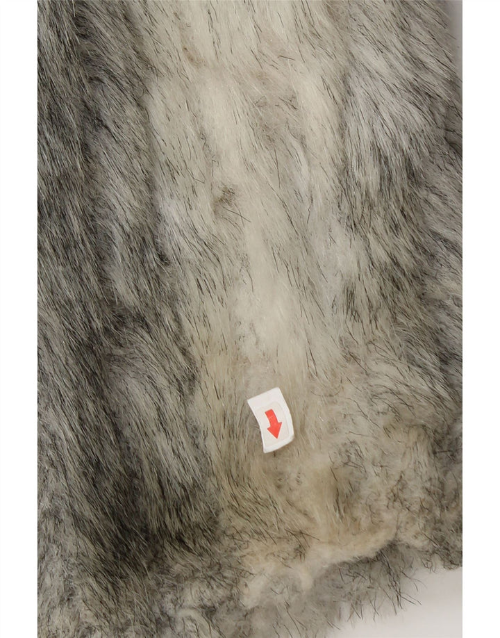 Giacca da donna in pelliccia sintetica Francesca UK 12 Modacrile con stampa animalier grigio medio