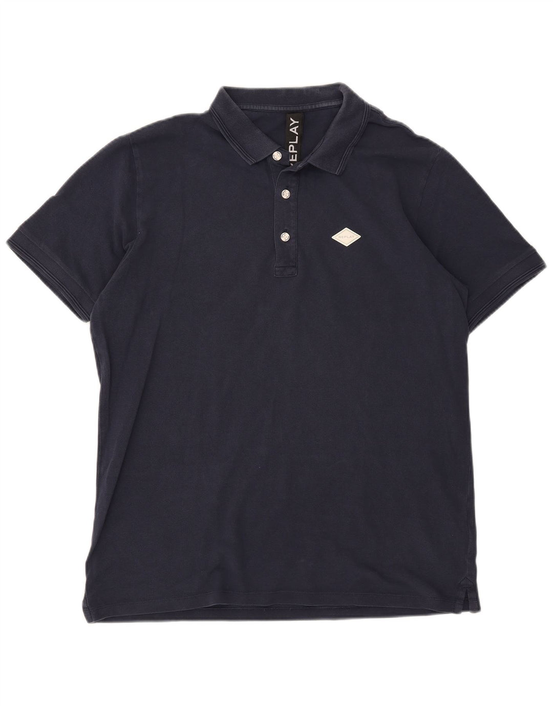 Polo da uomo Replay 2XL in cotone blu navy