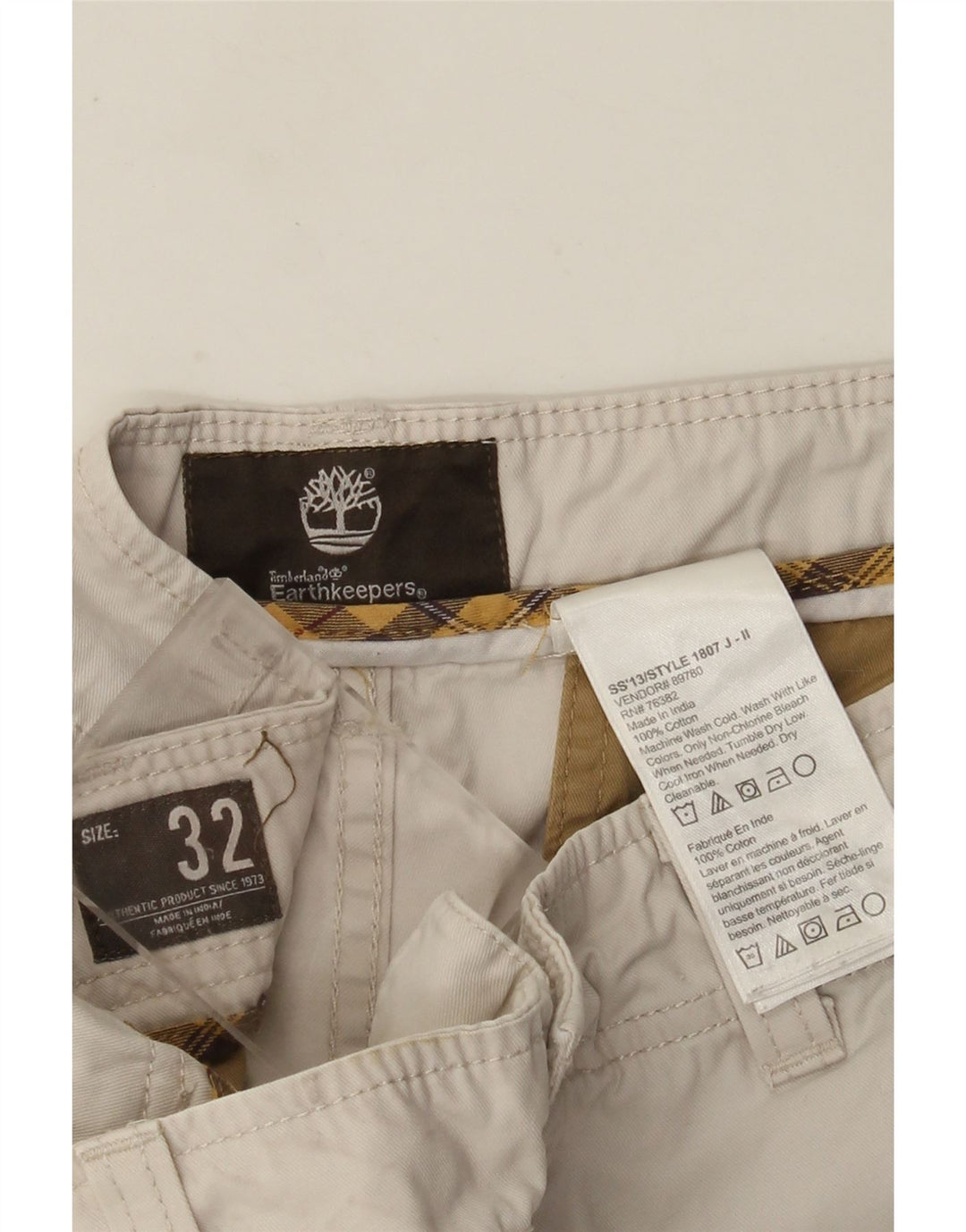 Pantaloncini chino da uomo Timberland Earthkeepers W32 cotone beige medio