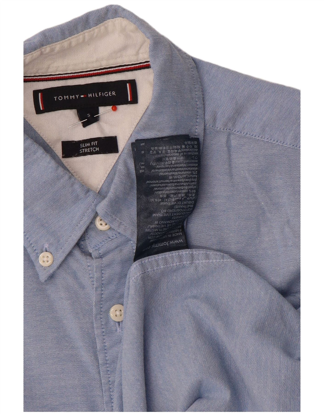 Camicia slim fit da uomo Tommy Hilfiger piccola in cotone blu