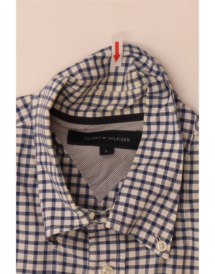 Camicia da uomo Tommy Hilfiger grande in cotone a quadretti blu