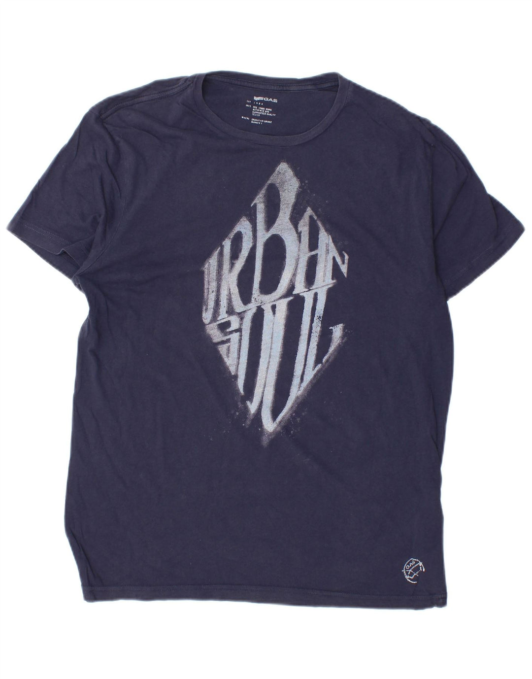 T-shirt grafica da uomo Gas Top in cotone blu navy medio