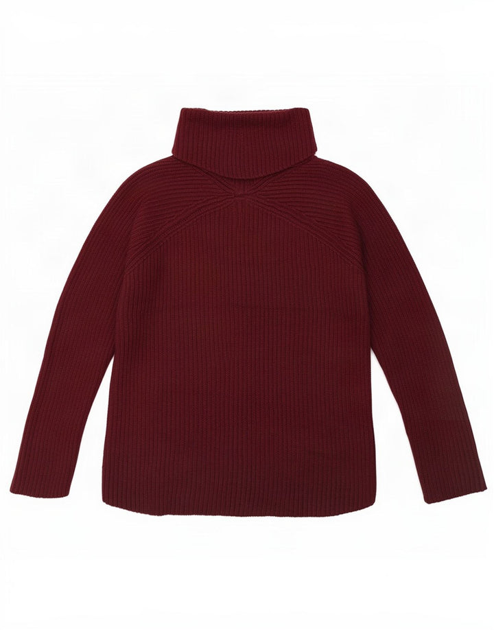 Maglione maglione da donna con collo alto Jigsaw UK 10 piccolo in lana bordeaux