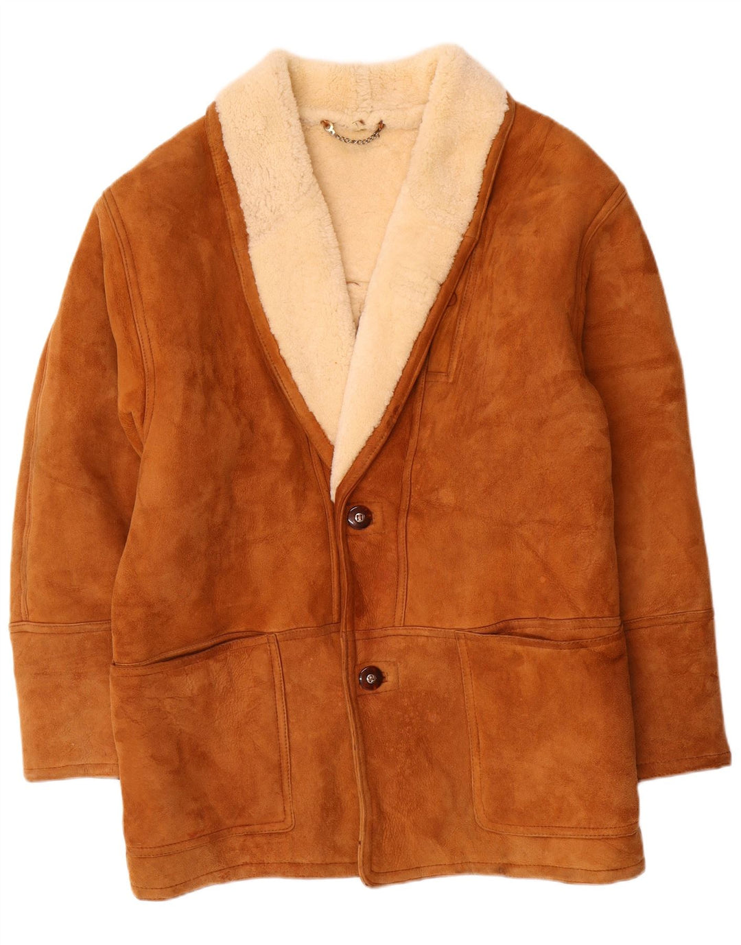 Giubbotto in shearling vintage da uomo IT 56 2XL Marrone