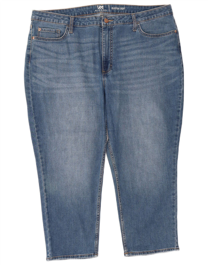Jeans Capri da donna a vita media LEE Riders US 20 3XL W40 L23 Cotone blu