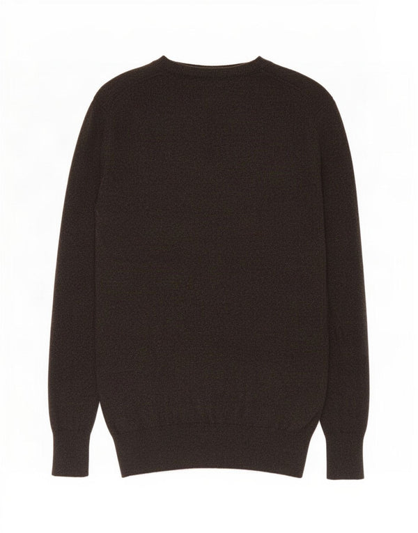 Superdry Mens V-Neck Jumper Sweater Large Brown Cotton