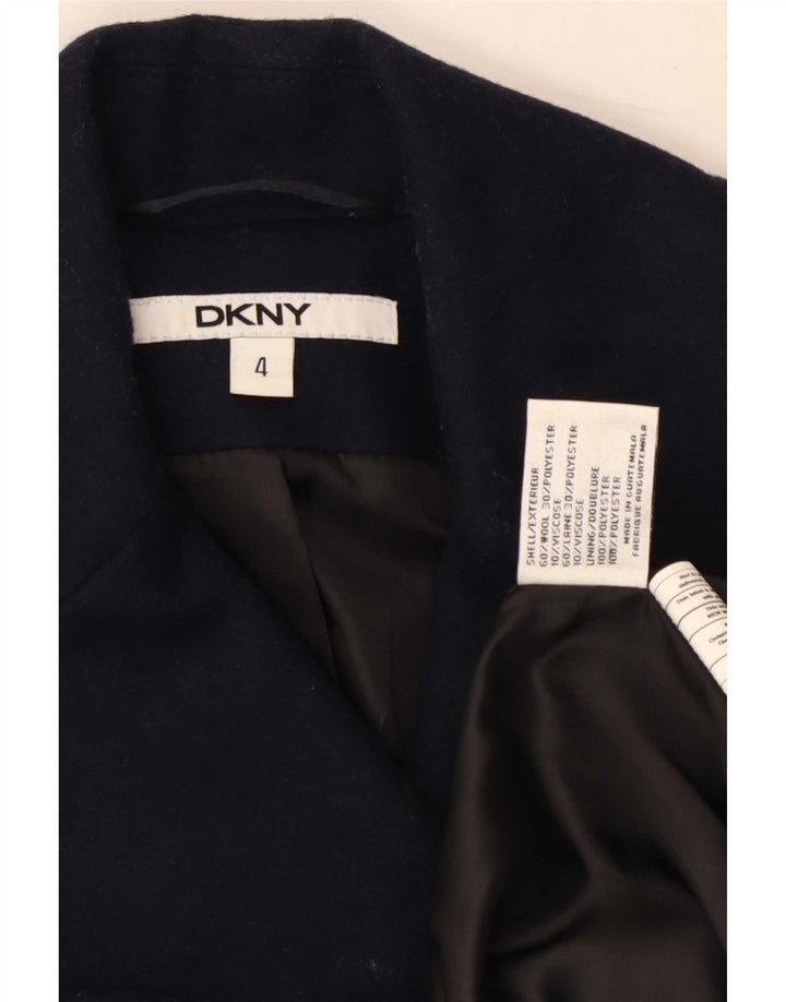 Cappotto doppiopetto da donna Dkny US 4 piccolo in lana blu navy