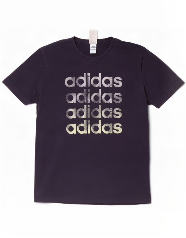 T-shirt grafica da uomo Adidas Top grande in cotone blu navy