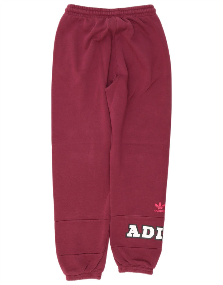 Pantaloni da tuta con grafica ADIDAS da donna Joggers UK 12 Borgogna medio