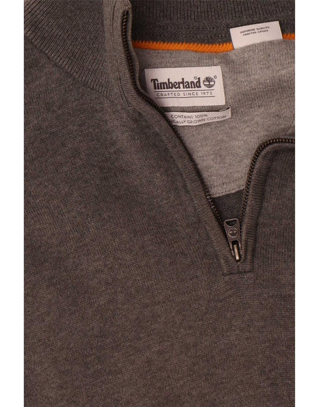 Timberland Maglione da uomo con zip e collo piccolo in cotone grigio