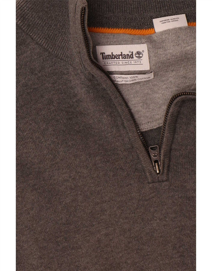Timberland Maglione da uomo con zip e collo piccolo in cotone grigio