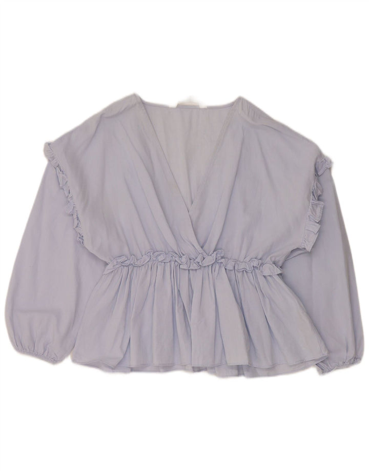 Camicetta a maniche lunghe da donna Zara UK 10 piccola in cotone blu