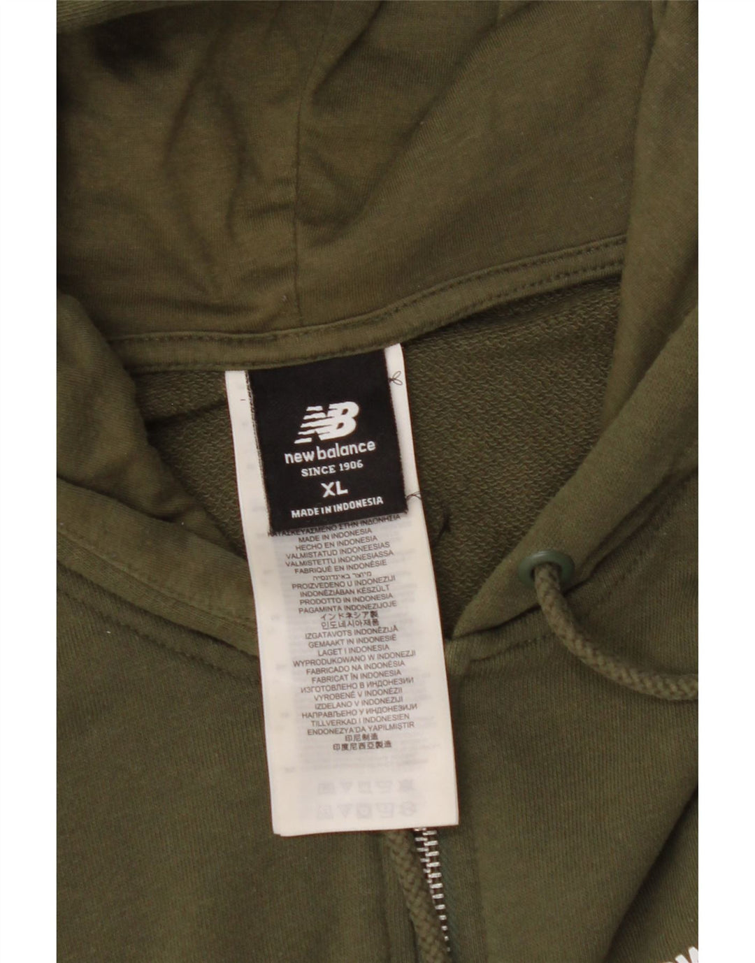 Maglione con cappuccio e zip da uomo NEW BALANCE XL in cotone kaki