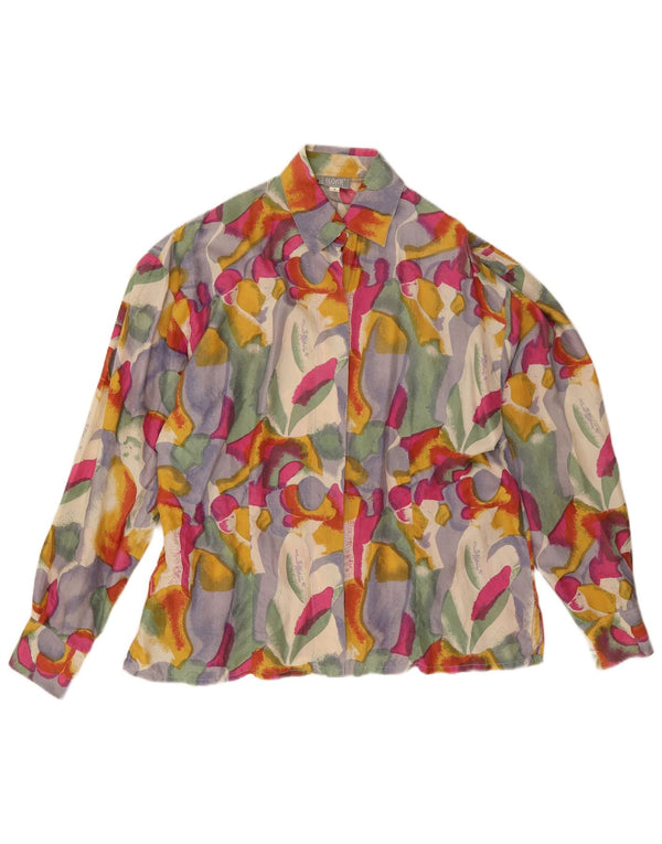 Camicetta da donna con motivo astratto Egoiste UK 14 grande seta multicolore
