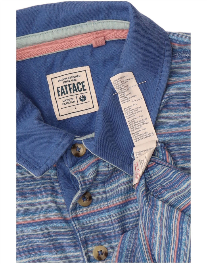 Polo da uomo Fat Face in cotone a righe grandi blu