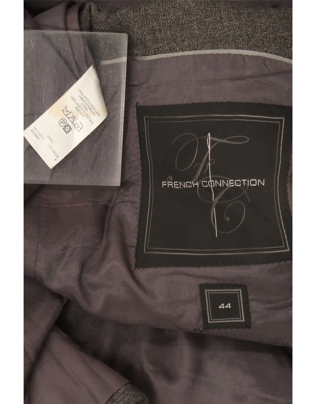 Giacca blazer da uomo a 2 bottoni French Connection UK 44 2XL Lana grigia