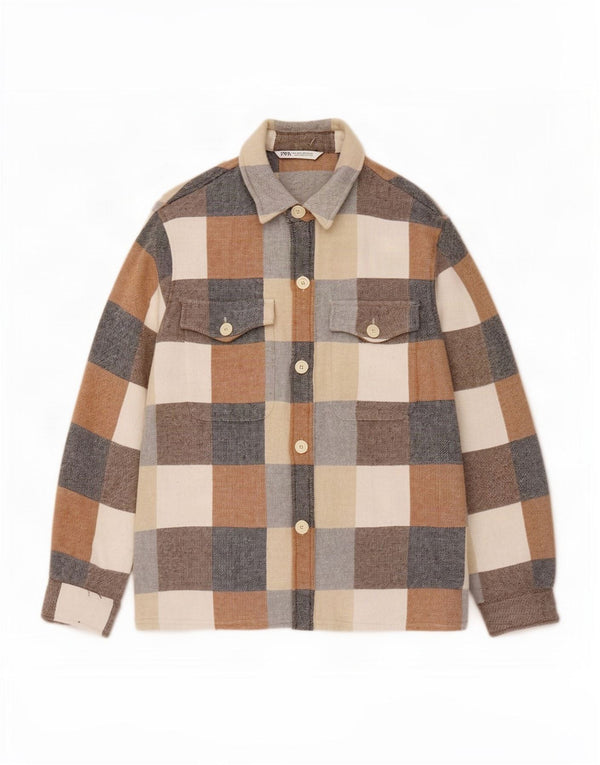 Camicia Zara da uomo in flanella di cotone a quadri multicolore grande