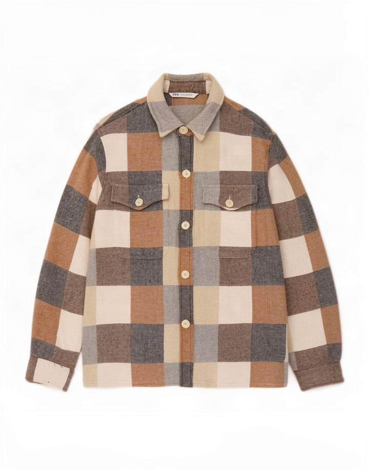 Camicia Zara da uomo in flanella di cotone a quadri multicolore grande