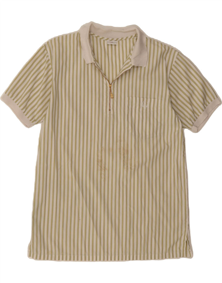 BOGNER Mens Polo Shirt UK 38 Medium Green Striped Vintage Bogner and Second-Hand Bogner from Messina Hembry 