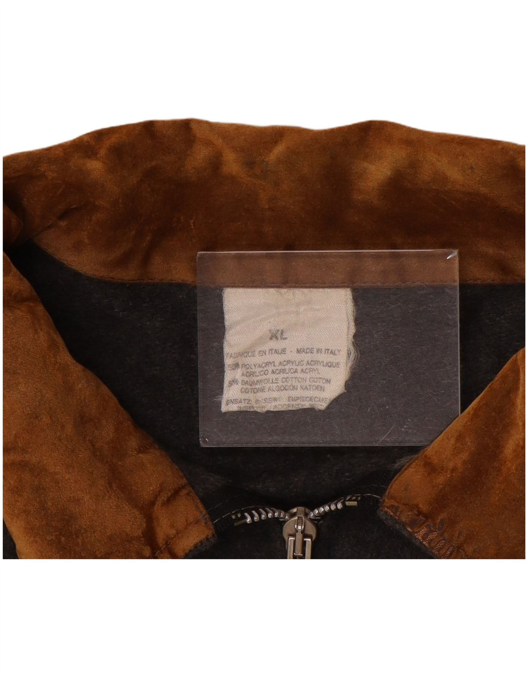 Giubbotto bomber grafico da uomo vintage UK 42 XL Acrilico color block grigio