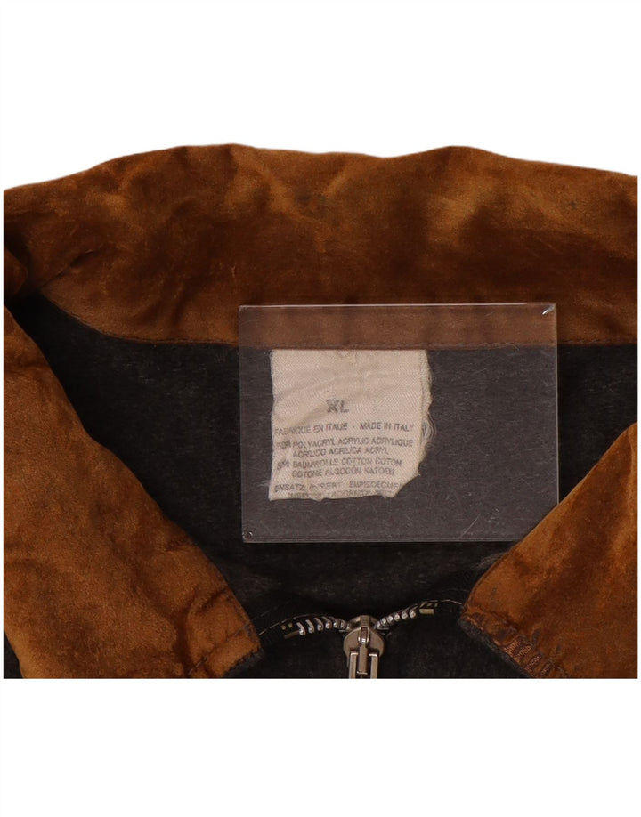 Giubbotto bomber grafico da uomo vintage UK 42 XL Acrilico color block grigio