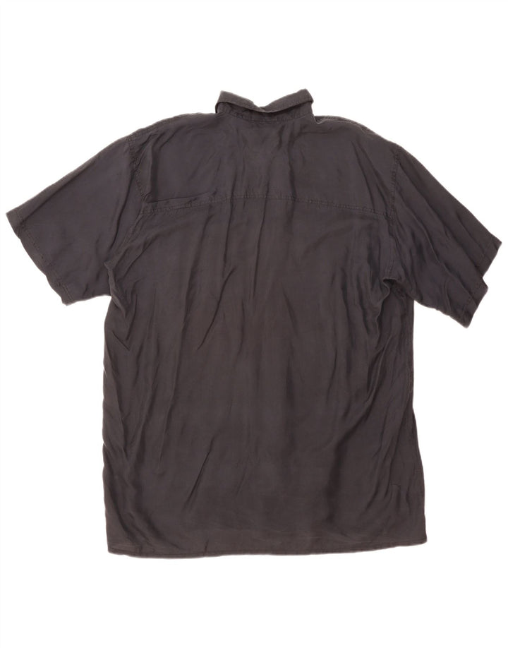 Camicia a maniche corte da uomo Tornado grande in seta nera