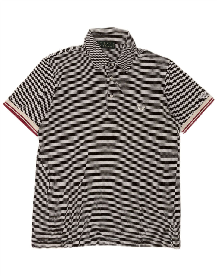 Polo da uomo Fred Perry grande in cotone a righe blu navy