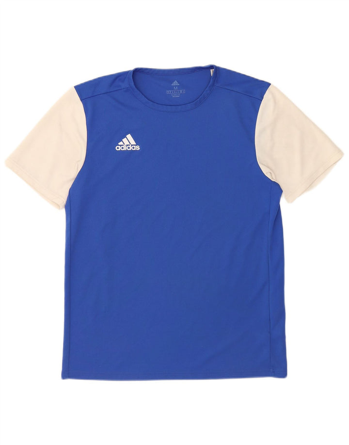 T-shirt Adidas Climalite da uomo Top in poliestere color block blu medio