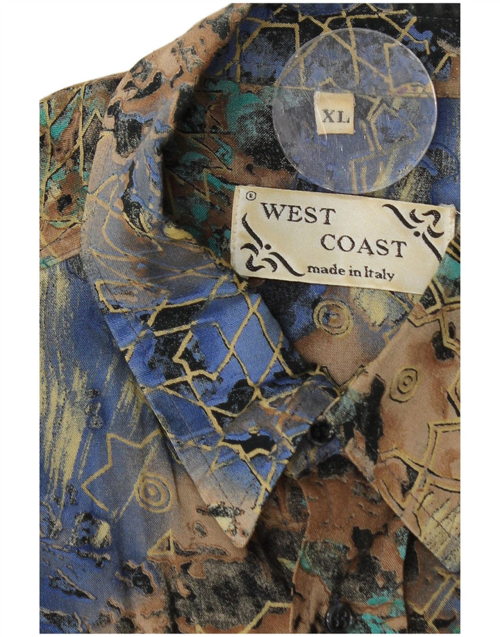 Camicia a maniche a 3/4 da uomo della West Coast XL multicolore geometrica