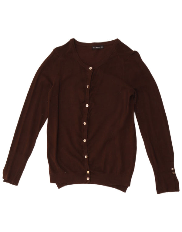 Zara Womens Cardigan Sweater UK 12 Medium Brown Viscose