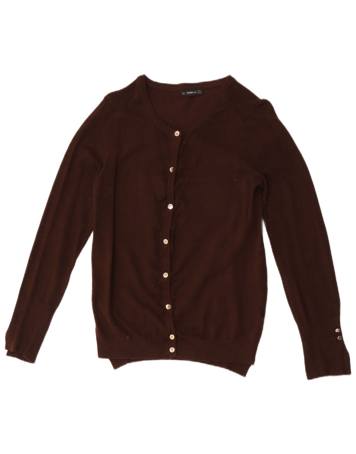 Maglione cardigan da donna Zara UK 12 Viscosa marrone medio