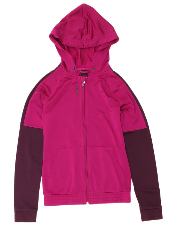 Felpa con cappuccio e zip da donna Reebok UK 4/6 XS Pink Colourblock