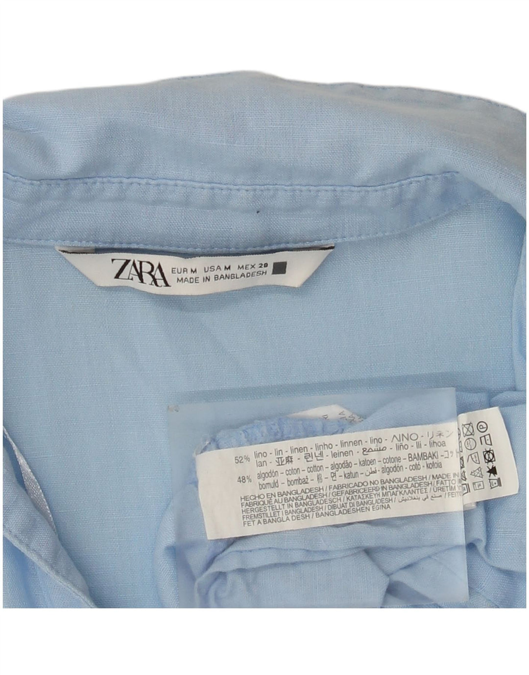 Abito a strati da donna Zara UK 14 Lino blu medio